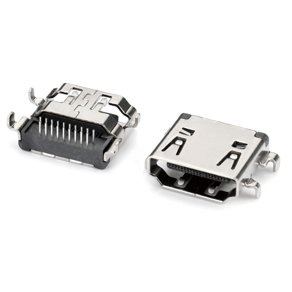 2.2 HDMI 19Pin 母座 沉板式DIP 四脚插板 L=12.55mm